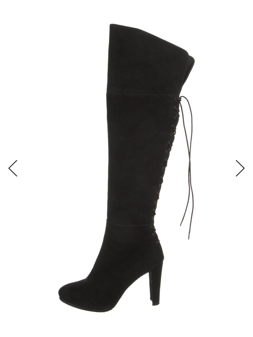 Black Suede Over-the-Knee Lace-Up Heel Boot